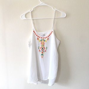 Charming Charlie White Tank Embroidery Medium